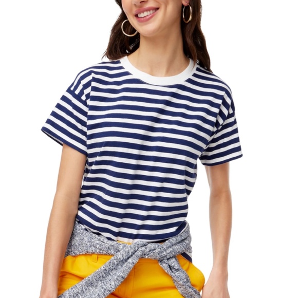 J.Crew Striped Crewneck Short Sleeve Tee Top - Picture 1 of 3